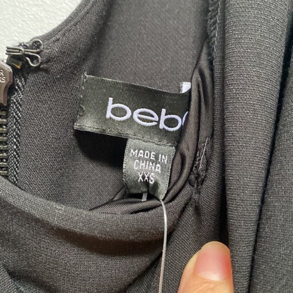 ❗️SOLD❗️Bebe Asymmetrical Double Cloth Dress Size XXS - Picture 3 of 6